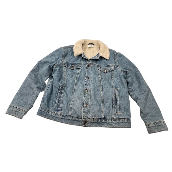 BDG Sherpa Denim Trucker Jean Jacket, Light Wash, L - Picture 9 of 9
